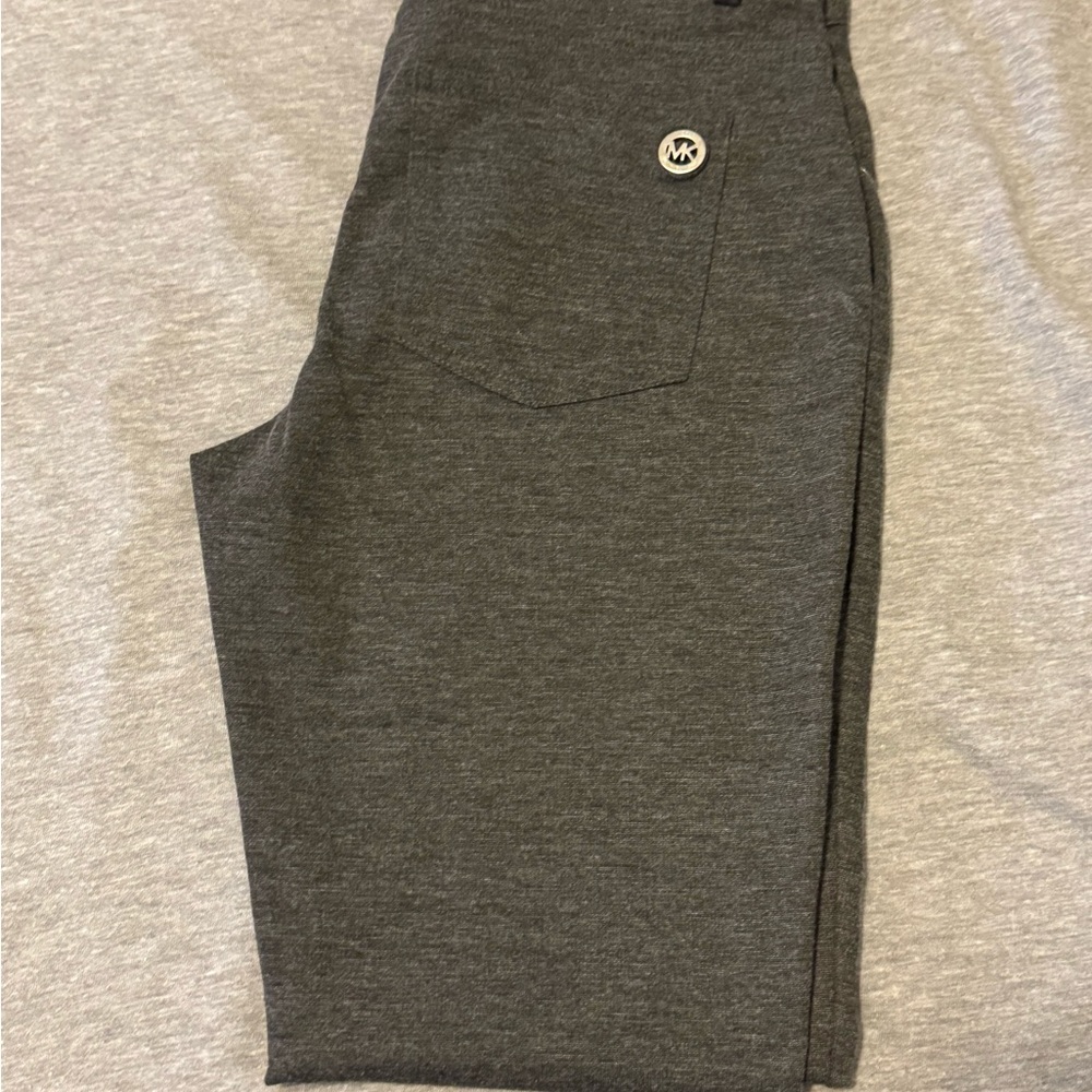 Michael Kors Charcoal Pants with Silver Logo Button